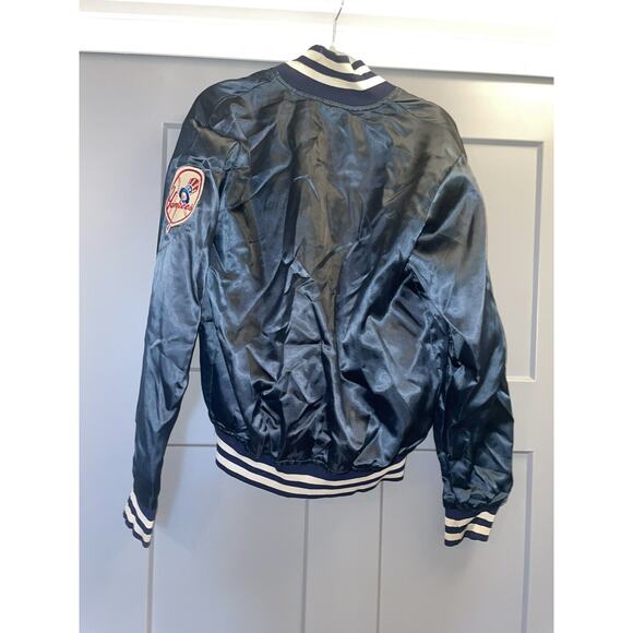 VTG 80s New York Yankees Starter Diamond Collection S Satin Bomber Jacket Flaws - Picture 8 of 10